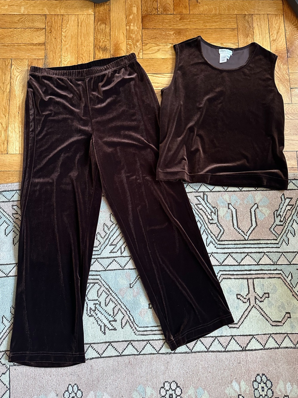 Coldwater Creek Brown Velvet top and pant set